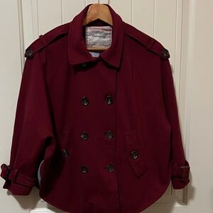Cartonnier Double-Breasted Peacoat in Burgundy size L